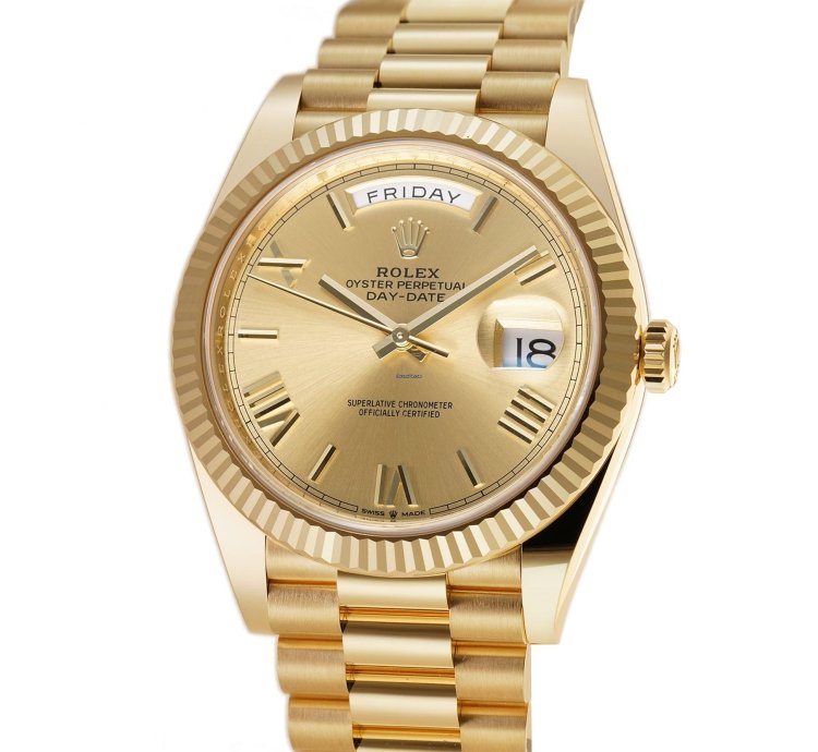 Rolex Day-date 40 40mm 18k Yellow Gold President Champagne Roman Dial