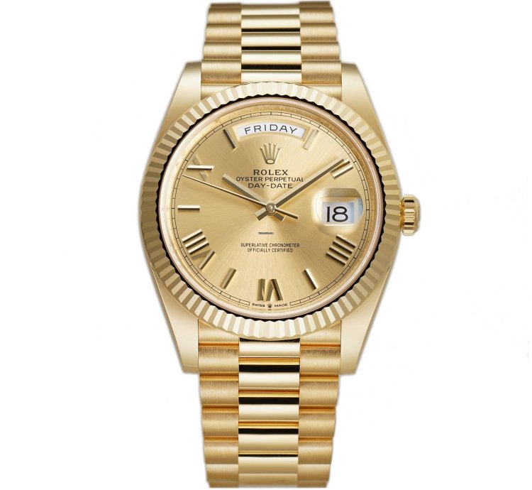 Rolex Day-date 40 40mm 18k Yellow Gold President Champagne Roman Dial
