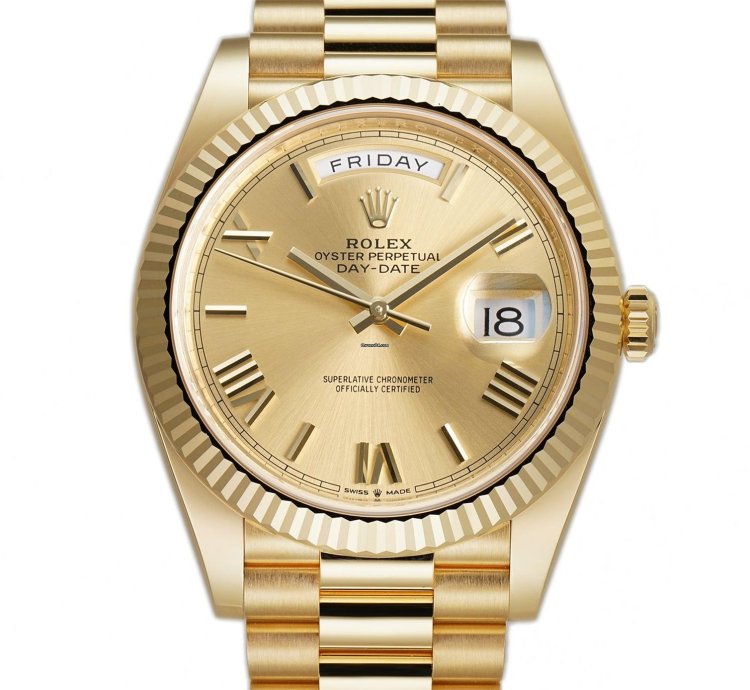 Rolex Day-date 40 40mm 18k Yellow Gold President Champagne Roman Dial