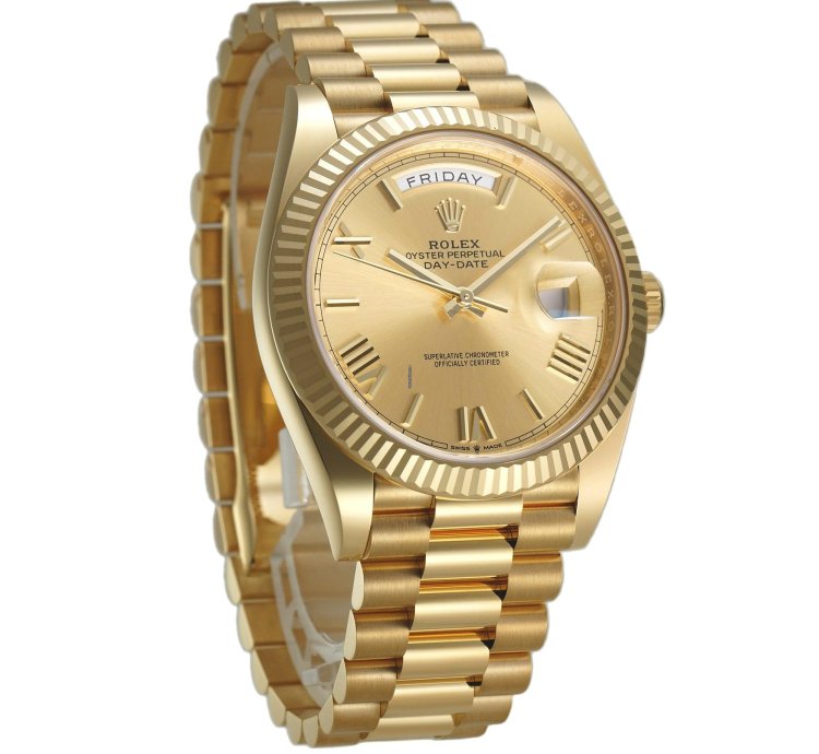 Rolex Day-date 40 40mm 18k Yellow Gold President Champagne Roman Dial