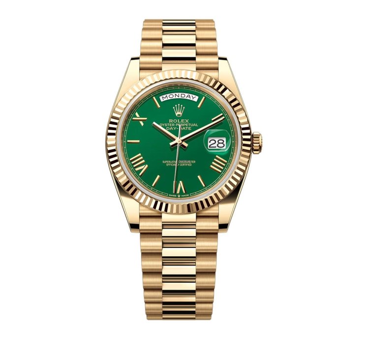 Rolex Day-date 40 40mm 18k Yellow Gold President Green Roman Dial