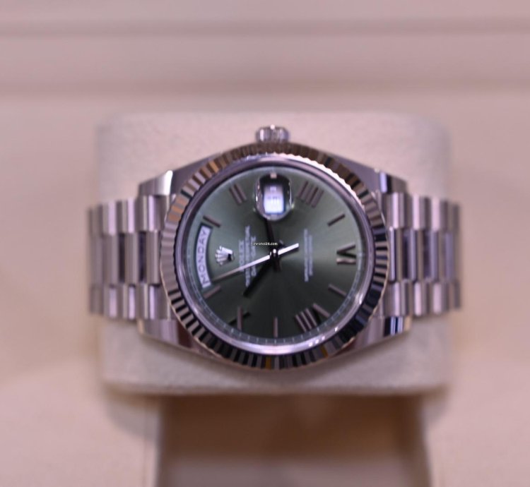 Rolex Day-date 40 40mm 2023 White Gold Day-date Green Olive Dial Unworn Box And Papers 228239