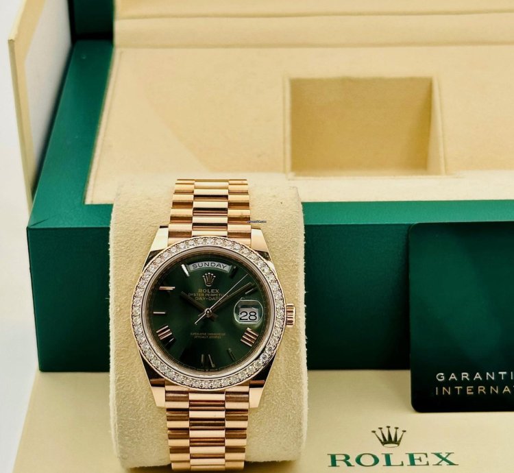 Rolex Day-date 40 40mm 228345rbr Green Dial Diamond Factory Bezel