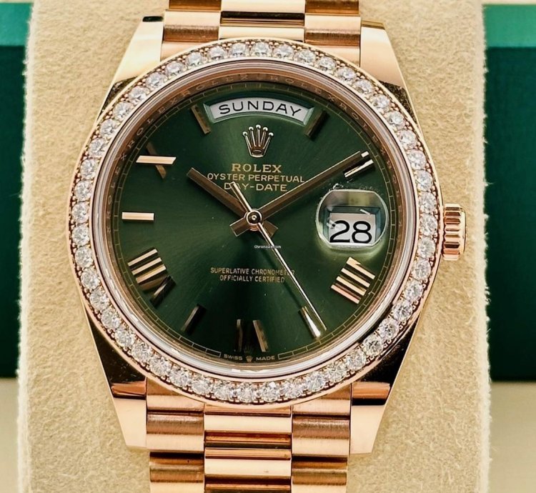 Rolex Day-date 40 40mm 228345rbr Green Dial Diamond Factory Bezel