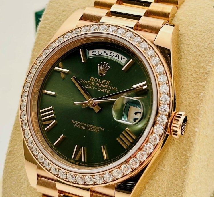 Rolex Day-date 40 40mm 228345rbr Green Dial Diamond Factory Bezel