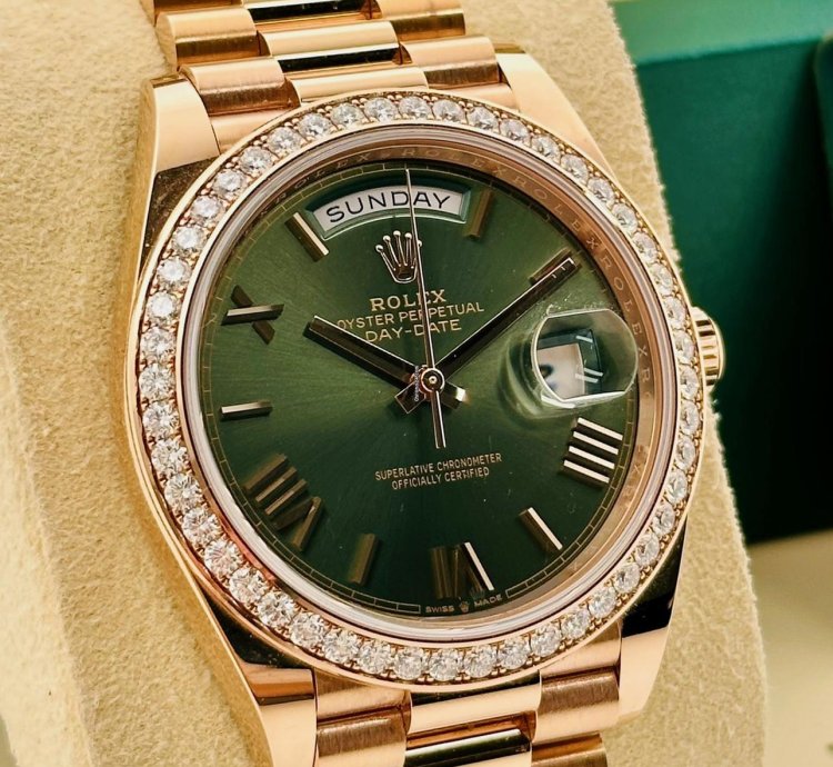 Rolex Day-date 40 40mm 228345rbr Green Dial Diamond Factory Bezel