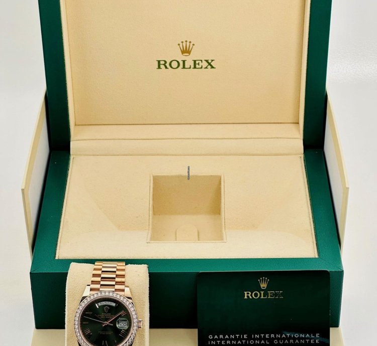 Rolex Day-date 40 40mm 228345rbr Green Dial Diamond Factory Bezel