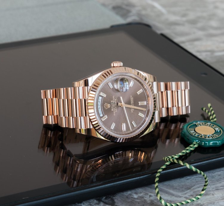 Rolex Day-date 40 40mm Baguette Dial Choco Dial Unworn Full Set 228235