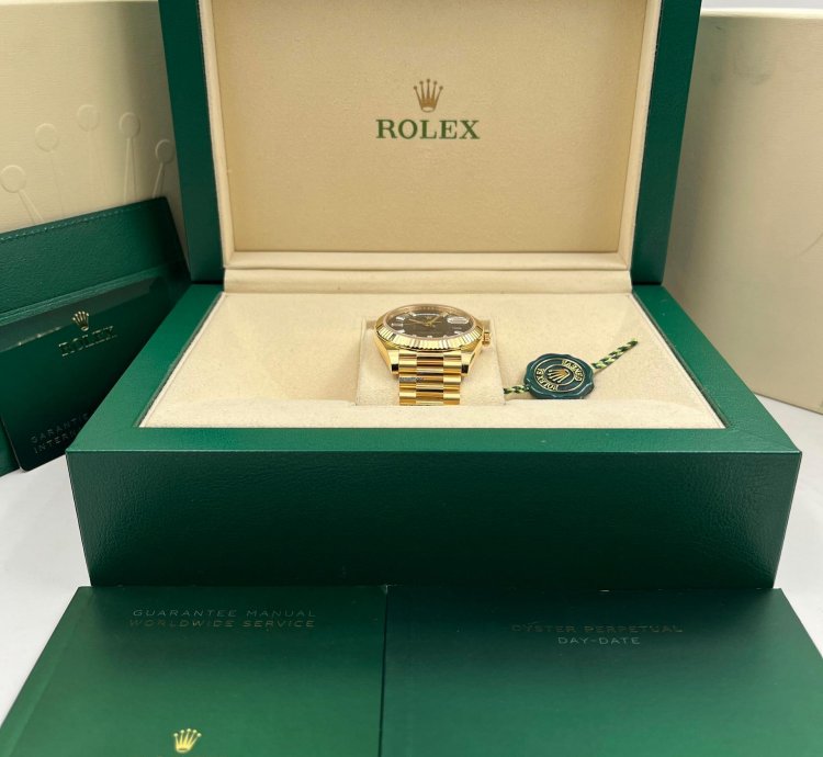 Rolex Day-date 40 40mm Black Baguette Dial Yellow Gold Bracelet 228238 Unworn 2023