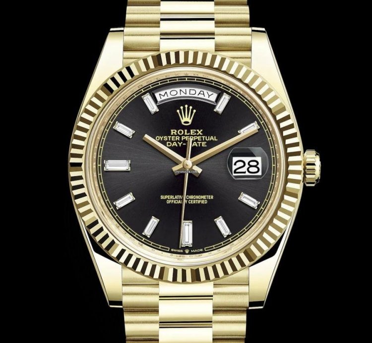 Rolex Day-date 40 40mm Black Dial - Baguette
