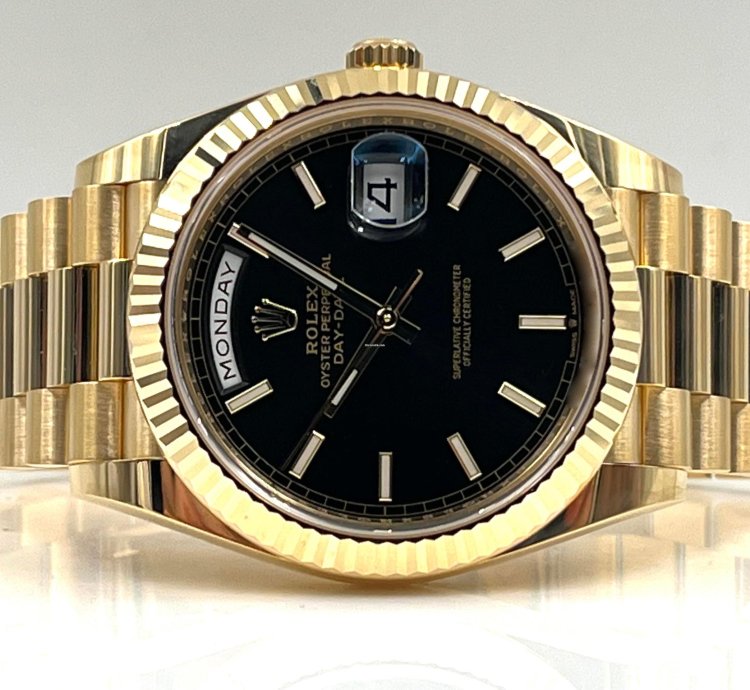 Rolex Day-date 40 40mm Black Index Dial Yellow Gold Bracelet 228238 Unworn 2023
