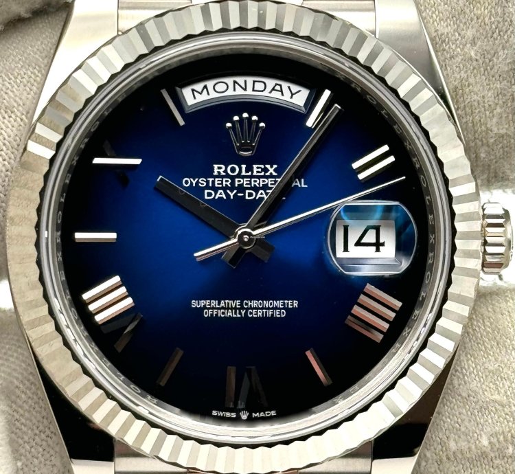 Rolex Day-date 40 40mm Blue Ombre Dial White Gold 228239 Unworn 2025