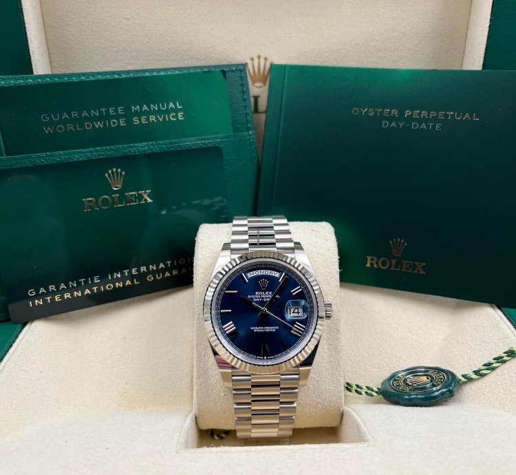 Rolex Day-date 40 40mm Blue Roman Dial White Gold 228239 Unworn 2023