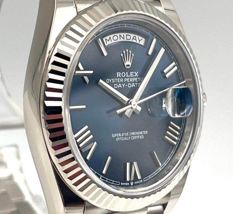 Rolex Day-date 40 40mm Blue Roman Dial White Gold 228239 Unworn 2023
