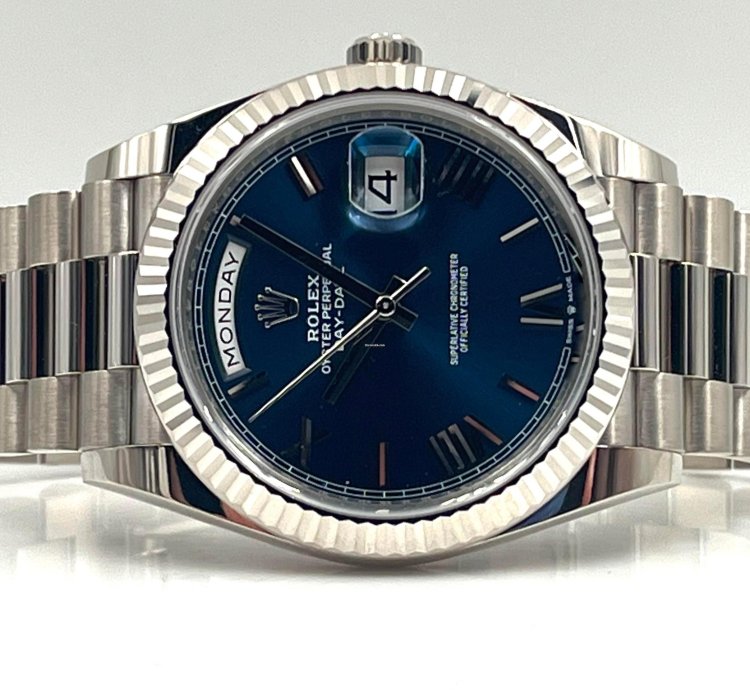 Rolex Day-date 40 40mm Blue Roman Dial White Gold 228239 Unworn 2023