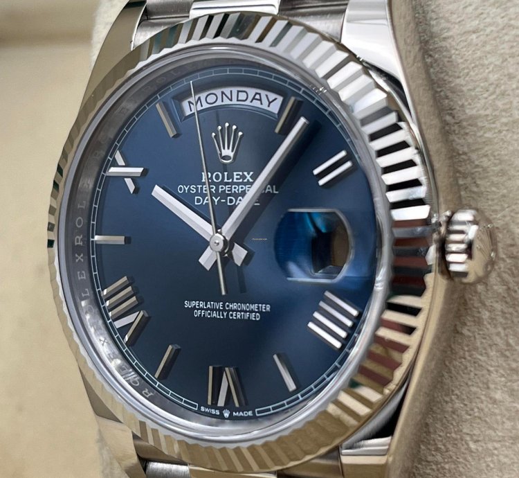 Rolex Day-date 40 40mm Blue Roman Dial White Gold 228239 Unworn 2023