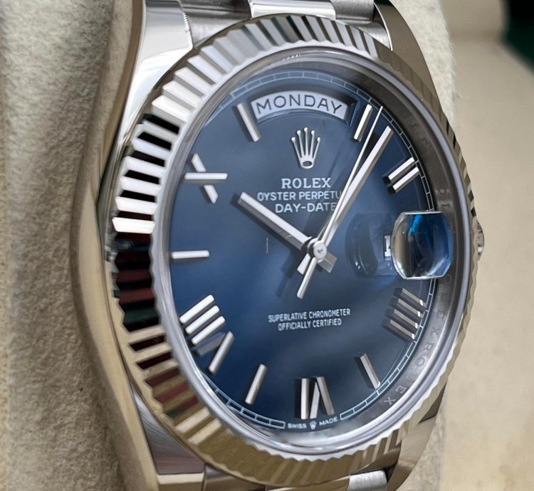 Rolex Day-date 40 40mm Blue Roman Dial White Gold 228239 Unworn 2023