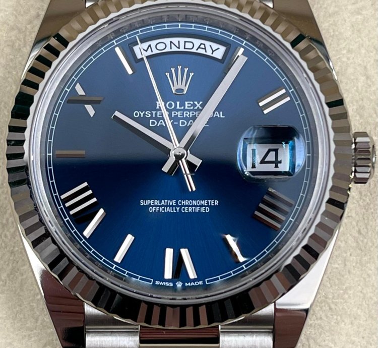 Rolex Day-date 40 40mm Blue Roman Dial White Gold 228239 Unworn 2023