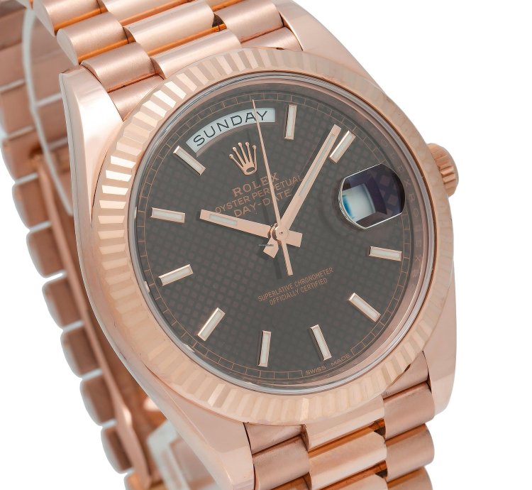 Rolex Day-date 40 40mm Brown Diagonal Motif Dial