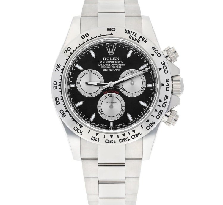 Rolex Daytona Cosmograph Daytona 18k White Gold Watch Black Dial Baby Lemans 126509