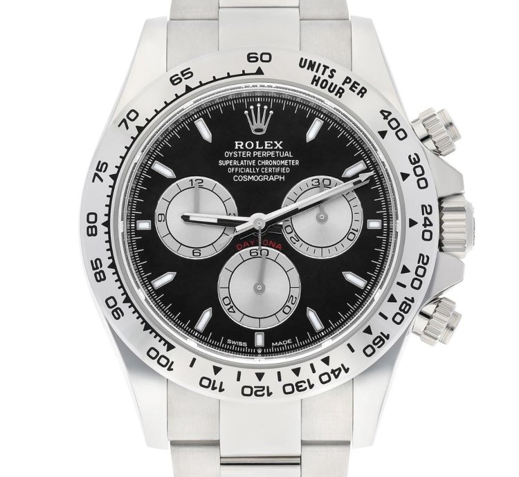 Rolex Daytona Cosmograph Daytona 18k White Gold Watch Black Dial Baby Lemans 126509