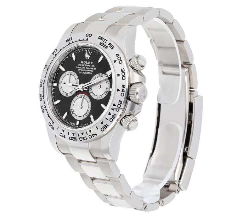 Rolex Daytona Cosmograph Daytona 18k White Gold Watch Black Dial Baby Lemans 126509