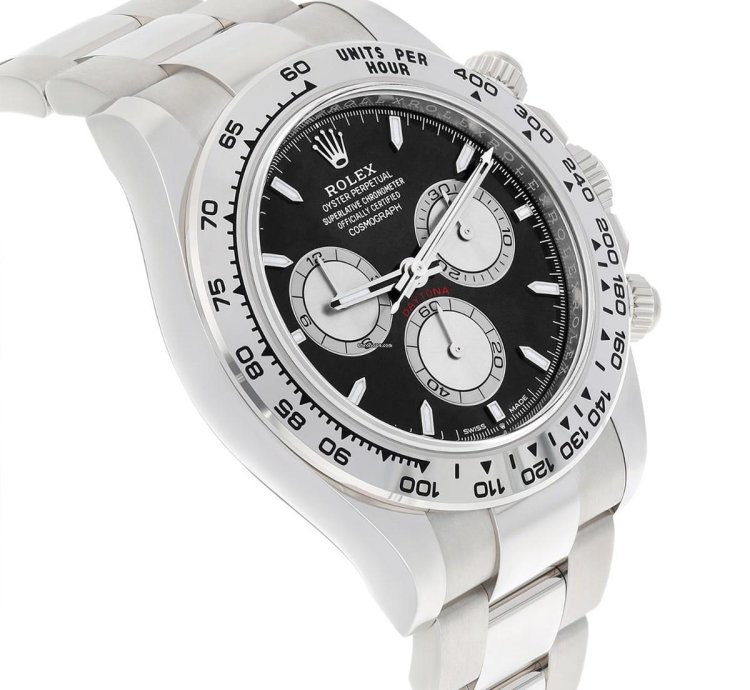 Rolex Daytona Cosmograph Daytona 18k White Gold Watch Black Dial Baby Lemans 126509