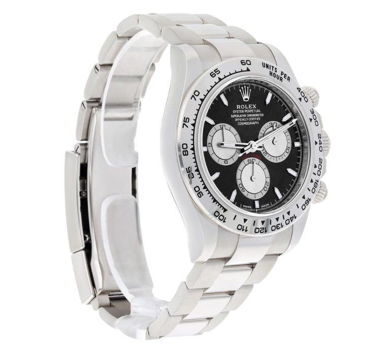 Rolex Daytona Cosmograph Daytona 18k White Gold Watch Black Dial Baby Lemans 126509