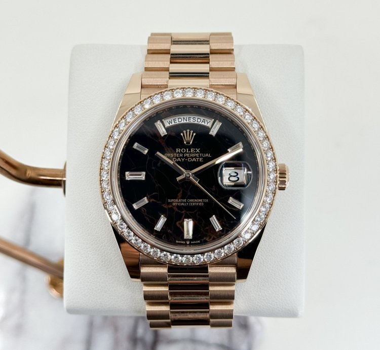 Rolex Day-date 40 40mm Diamond Bezel Rose Gold Eisenkiesel Dial Presidential