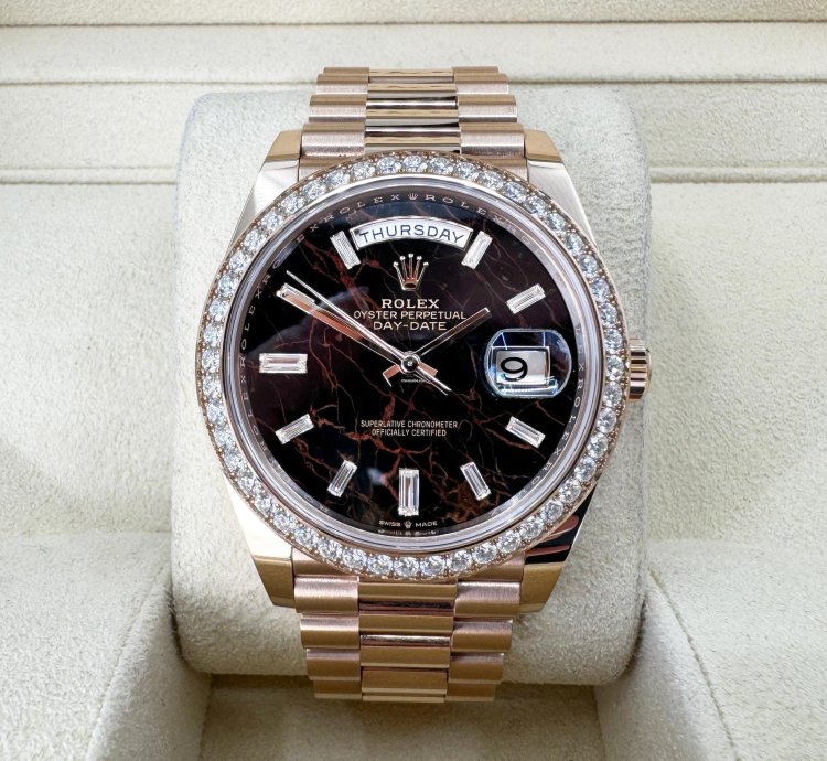 Rolex Day-date 40 40mm Diamond Bezel Rose Gold Eisenkiesel Dial Presidential