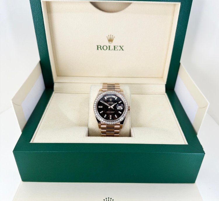 Rolex Day-date 40 40mm Diamond Bezel Rose Gold Eisenkiesel Dial Presidential