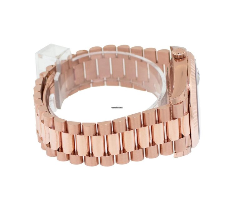 Rolex Day-date 40 40mm Everose Gold Chocolate Diagonal Motif Index Dial 228235