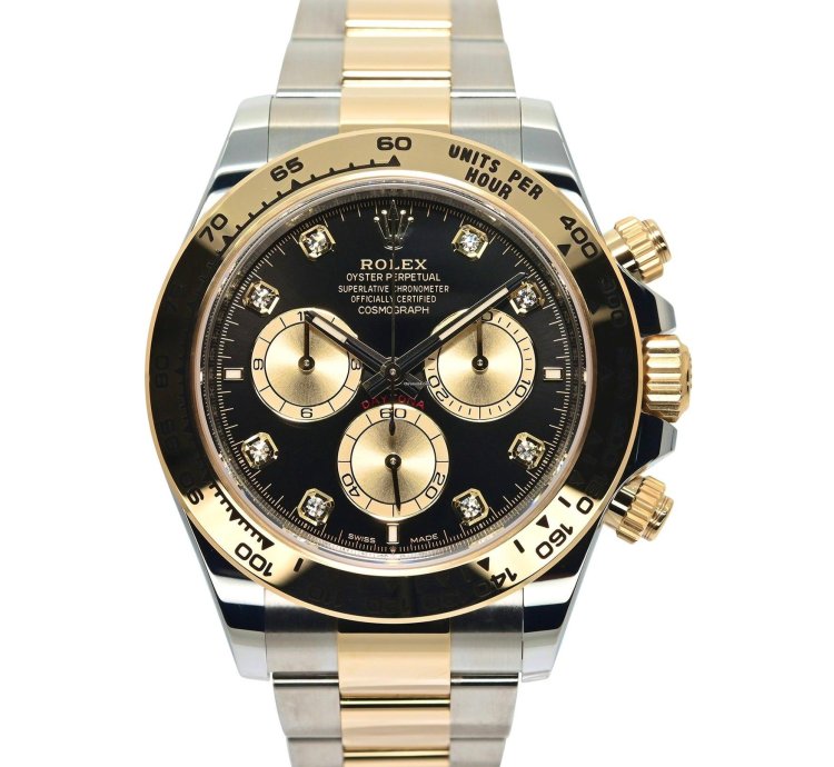 Rolex Daytona Cosmograph Daytona 40mm 126503-0002 Bright Black Golden Dial With Diamonds