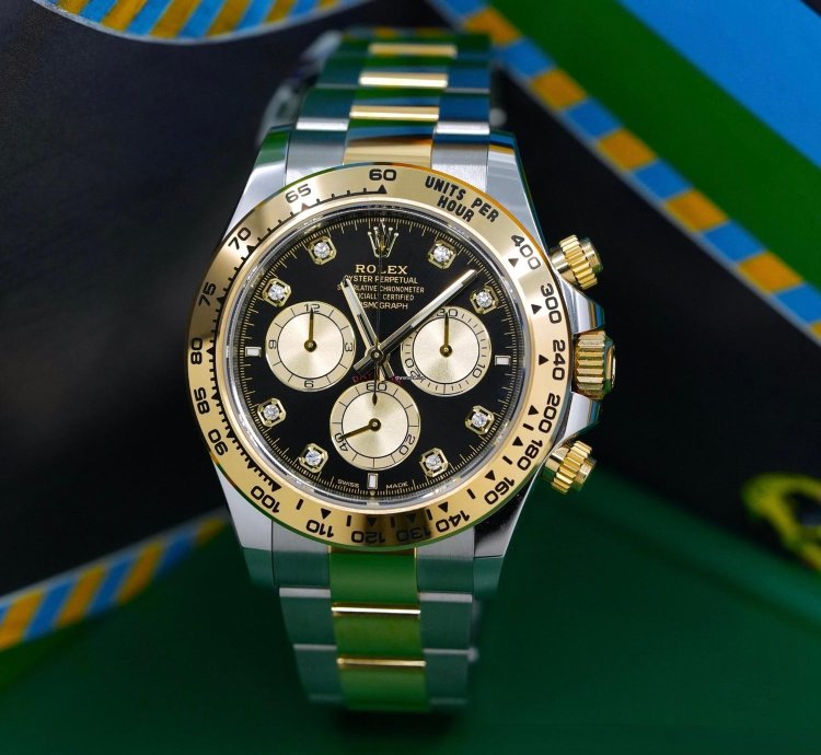 Rolex Daytona Cosmograph Daytona 40mm 126503-0002 Bright Black Golden Dial With Diamonds
