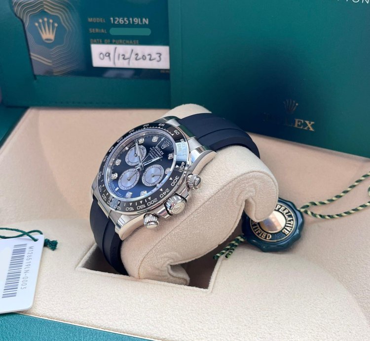 Rolex Daytona Cosmograph Daytona 40mm Diamond Dial White Gold Oysterflex Watch 126519