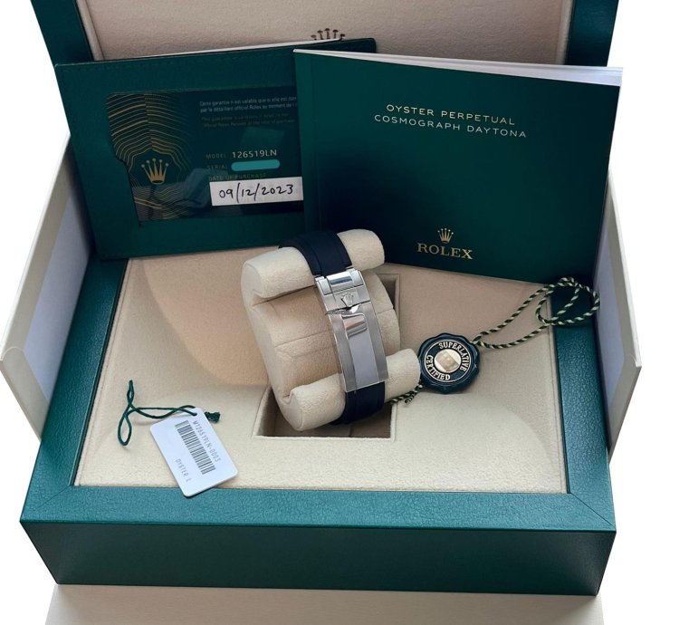 Rolex Daytona Cosmograph Daytona 40mm Diamond Dial White Gold Oysterflex Watch 126519