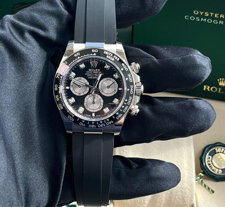 Rolex Daytona Cosmograph Daytona 40mm Diamond Dial White Gold Oysterflex Watch 126519