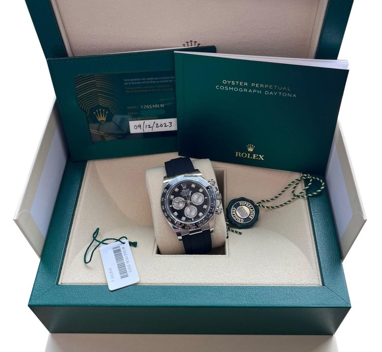 Rolex Daytona Cosmograph Daytona 40mm Diamond Dial White Gold Oysterflex Watch 126519