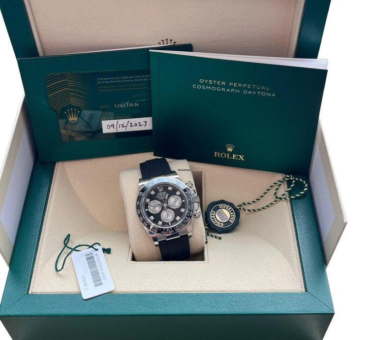 Rolex Daytona Cosmograph Daytona 40mm Diamond Dial White Gold Oysterflex Watch 126519