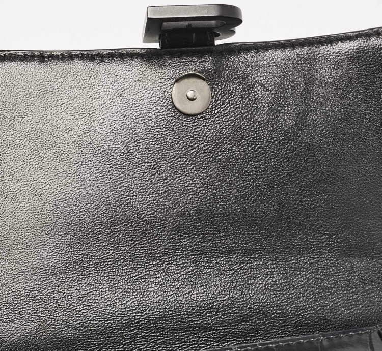 Balenciaga Black Croc Embossed Leather Small Hourglass Top Handle Bag