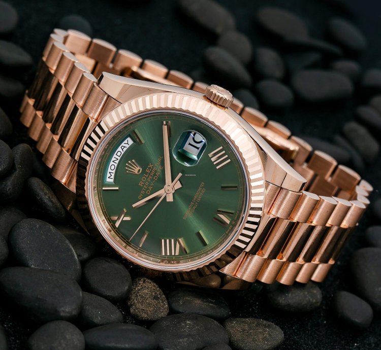 Rolex Day-date 40 40mm Green Dial Rose Gold