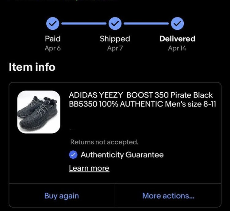 Yeezy Boost V1 Pirate Black 2016 Size 11 5