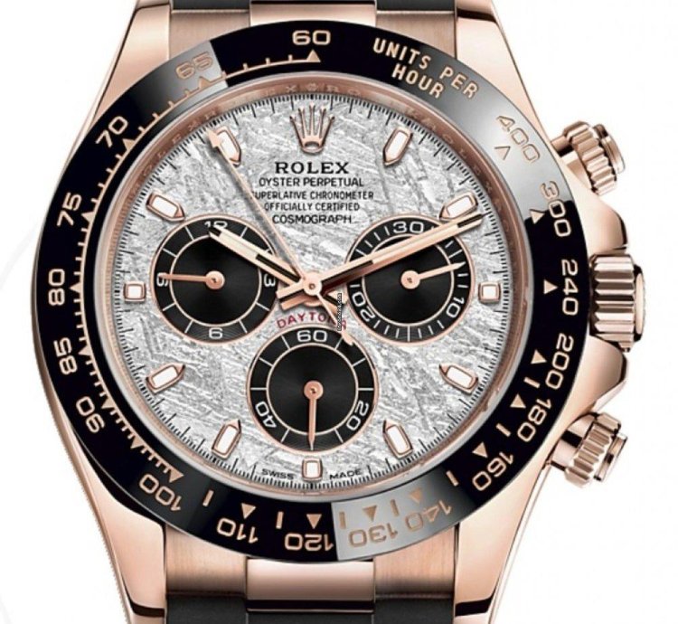 Rolex Daytona Cosmograph Daytona 40mm Rose Gold Meteorite Index Dial Oysterflex Band 116515ln