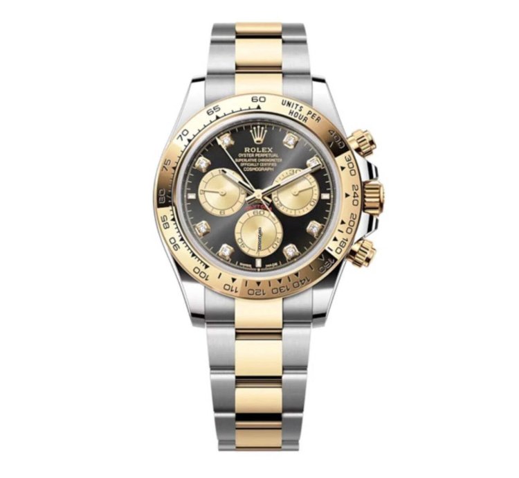 Rolex Daytona Cosmograph Daytona 40mm Steel Yellow Gold Black Diamond Dial 126503