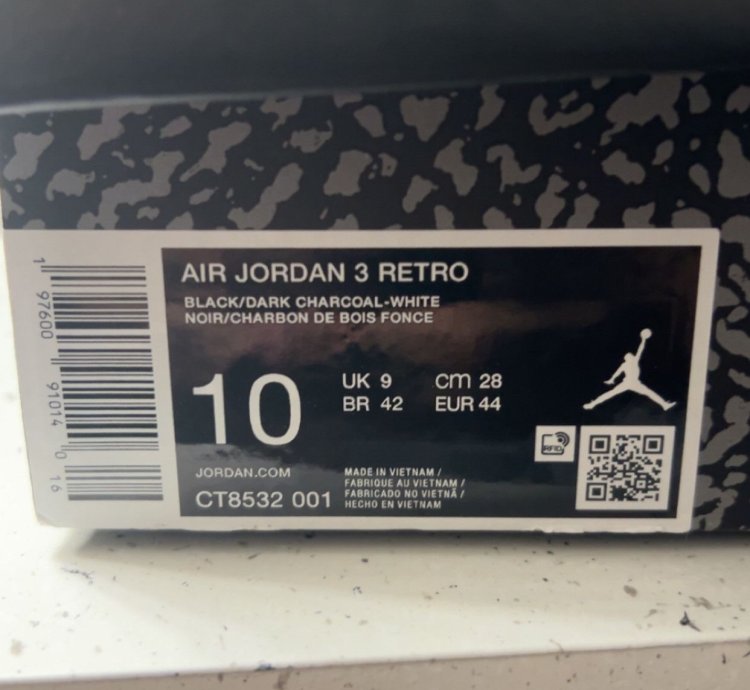 Air Jordan 3 Black Cat Sz 10
