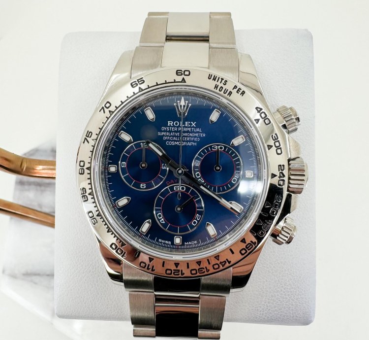 Rolex Daytona Cosmograph Daytona 40mm White Gold Blue Index Dial 116509