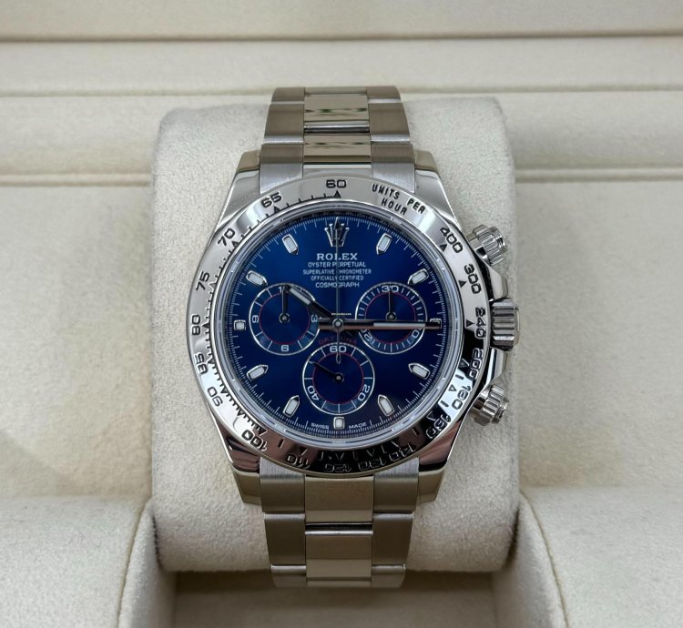 Rolex Daytona Cosmograph Daytona 40mm White Gold Blue Index Dial 116509