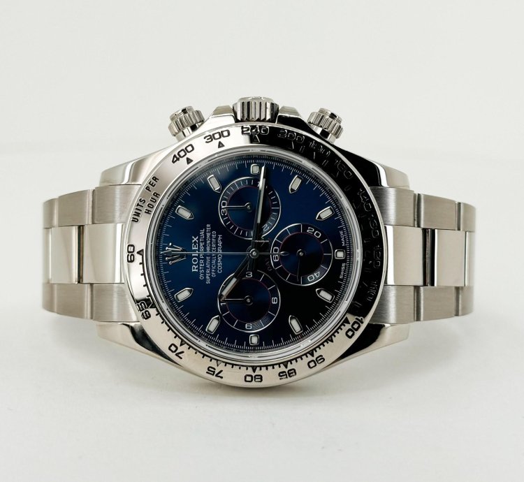 Rolex Daytona Cosmograph Daytona 40mm White Gold Blue Index Dial 116509