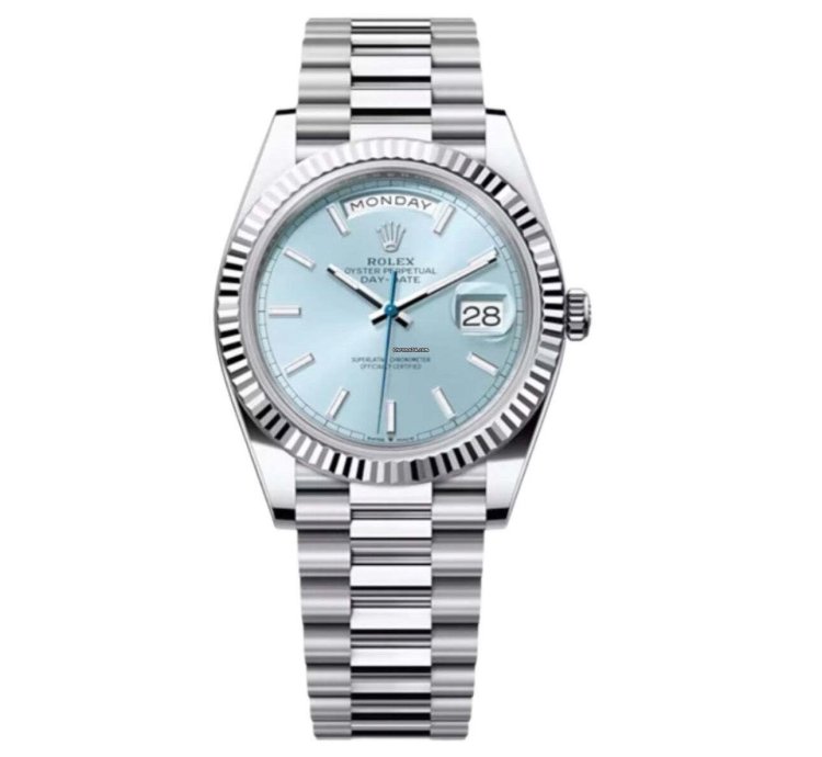 Rolex Day-date 40 40mm Ice Blue Index Dial Platinum Bracelet 228236