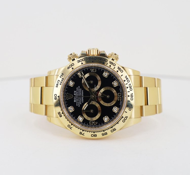 Rolex Daytona Cosmograph Daytona 40mm Yellow Gold Black Diamond Dial 116508